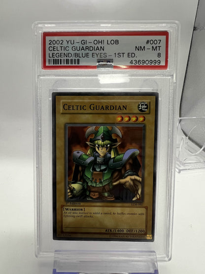 2002 Yu-Gi-Oh! LoB Celtic Guardian Legend/Blue Eyes - 1st Ed. PSA 8