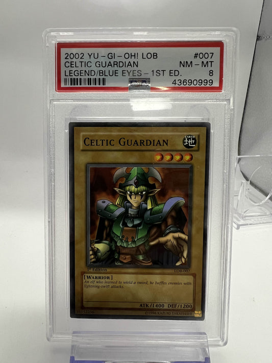 2002 Yu-Gi-Oh! LoB Celtic Guardian Legend/Blue Eyes - 1st Ed. PSA 8