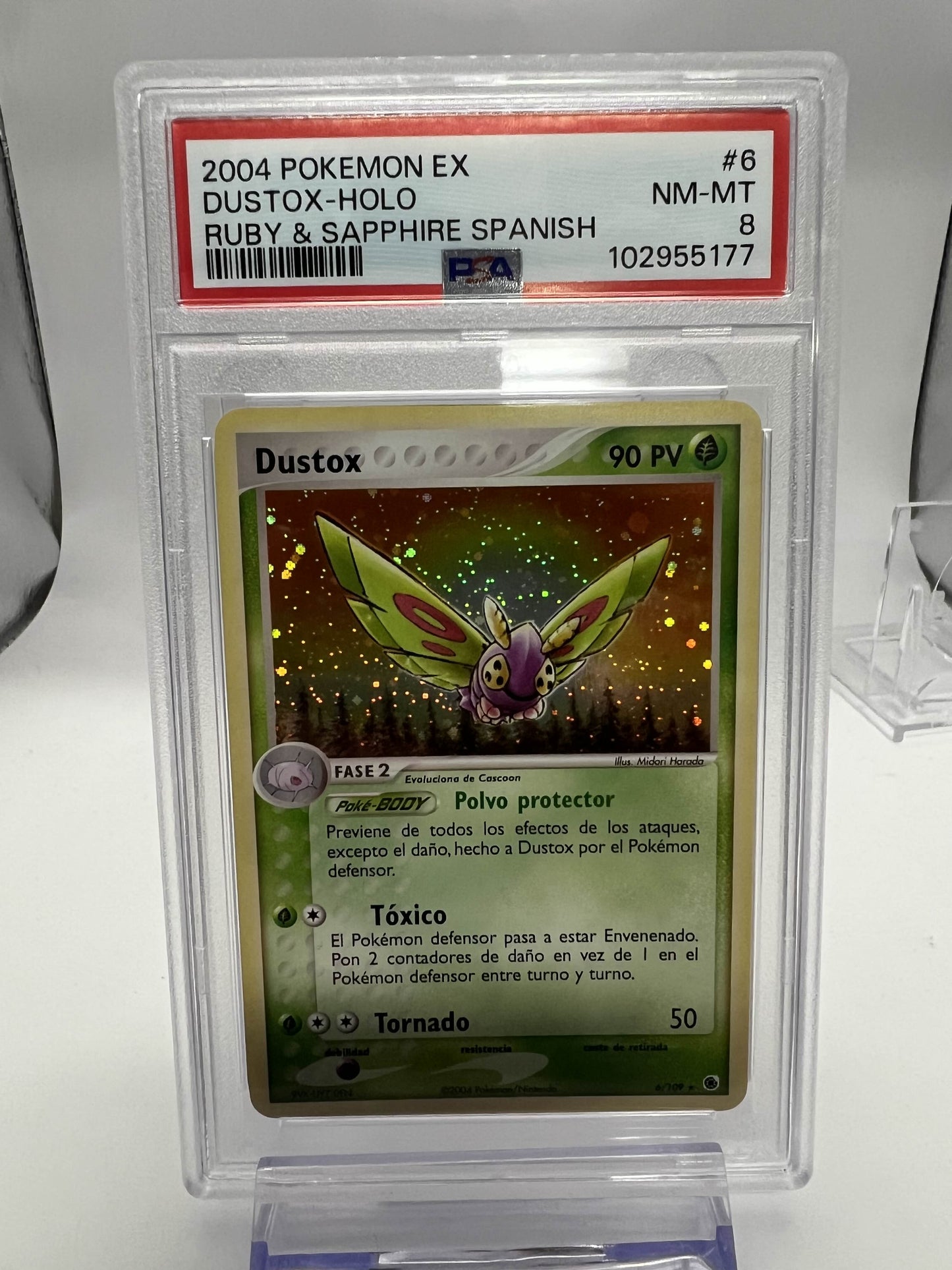 2004 Pokemon EX Dustox - Holo Ruby & Sapphire Spanish PSA 8