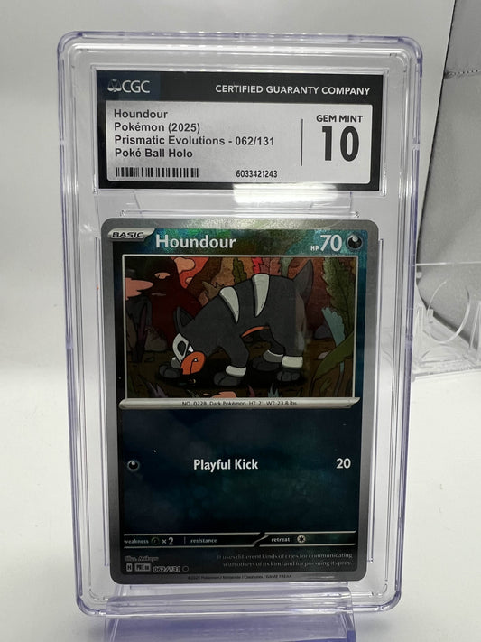 Houndour Pokemon (2025) Prismatic Evolutions - Poke Ball Holo CGC 10