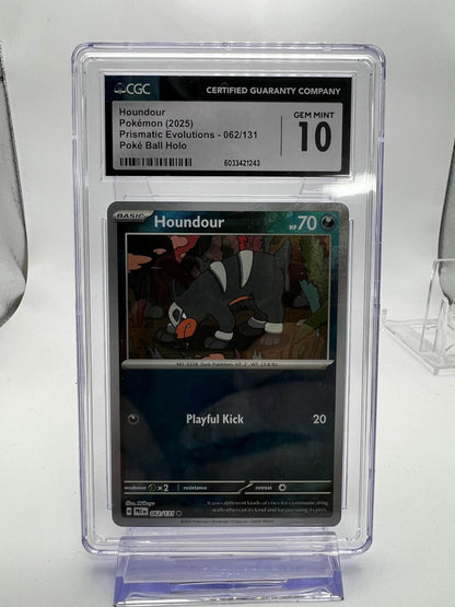 Houndour Pokemon (2025) Prismatic Evolutions - Poke Ball Holo CGC 10