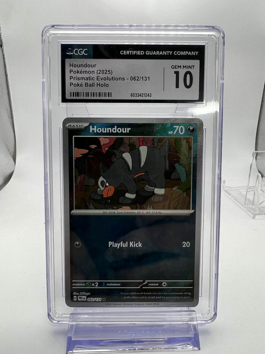 Houndour Pokemon (2025) Prismatic Evolutions - Poke Ball Holo CGC 10