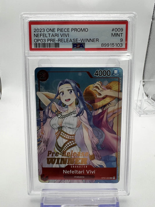2023 One Piece Promo Nefeltari Vivi OP03 PRE-RELEASE-WINNER PSA 9