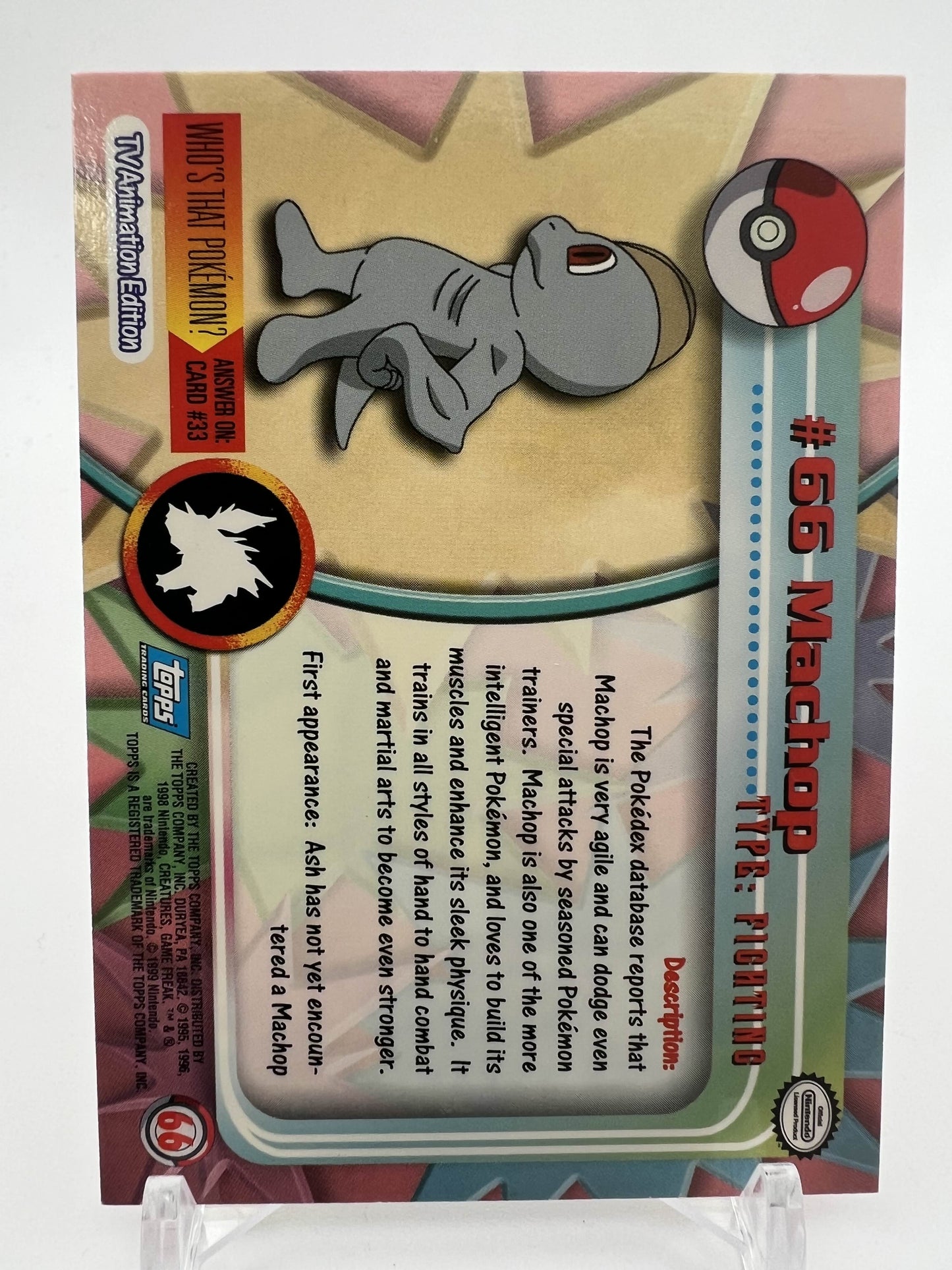 Machop #66 Pokemon 1999 Topps TV