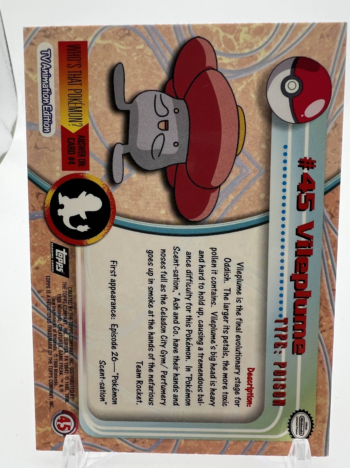 Vileplume #45 Pokemon 1999 Topps TV