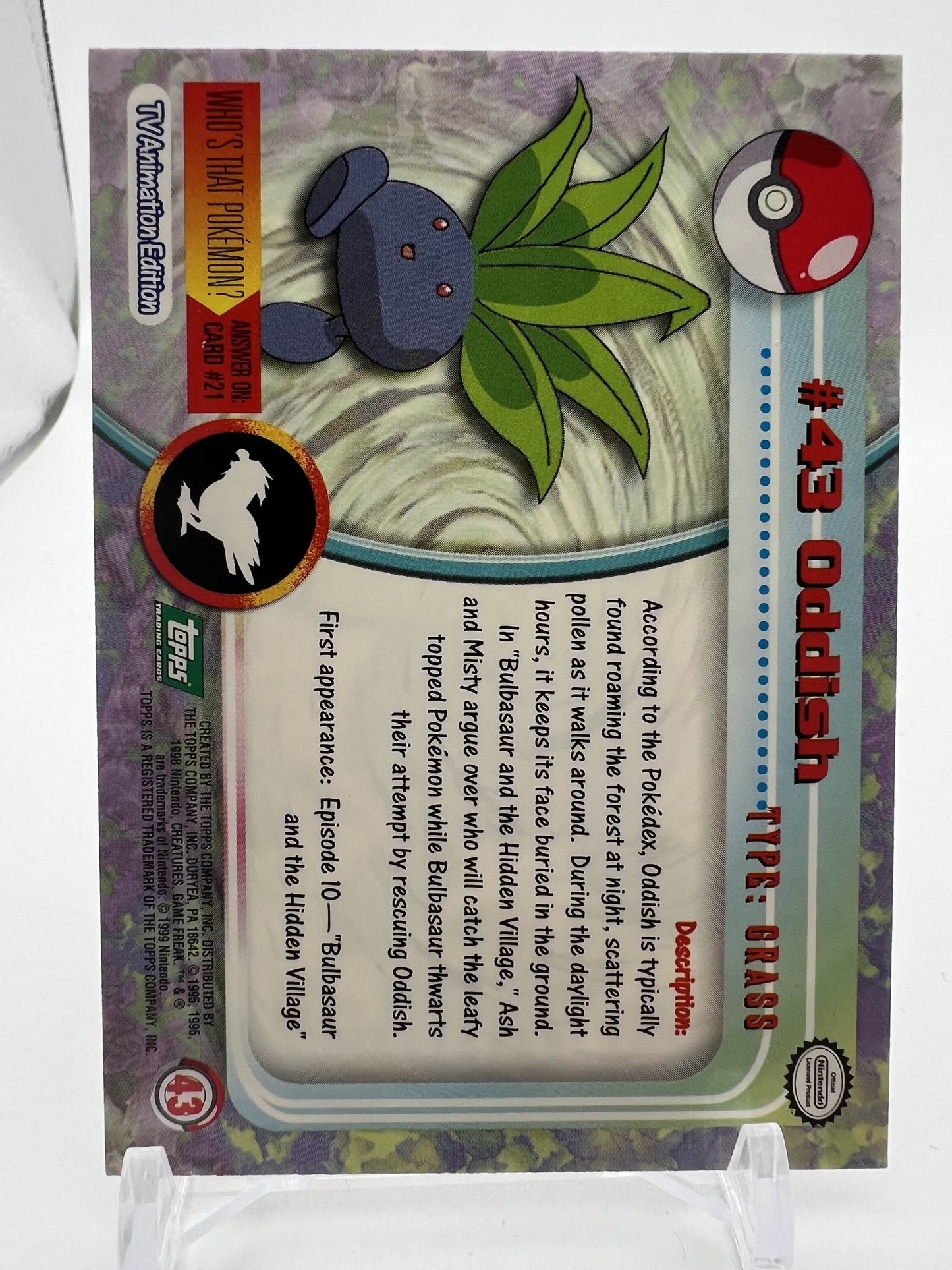 Oddish #43 Pokemon 1999 Topps TV
