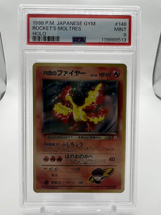1998 P.M. JP Rocket's Moltres - Holo PSA 9