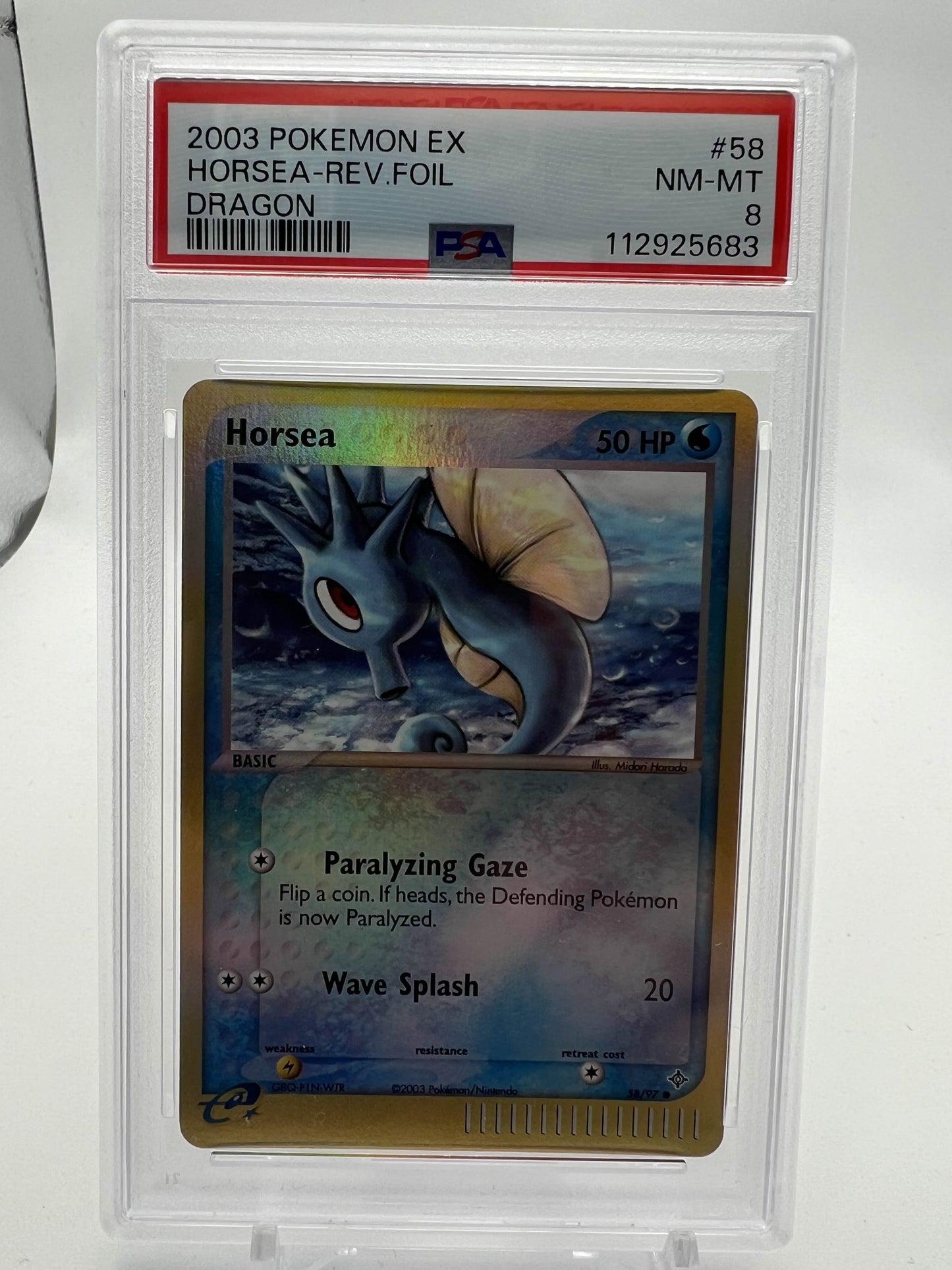 2003 POKEMON EX HORSEA-REV.FOIL DRAGON PSA 8