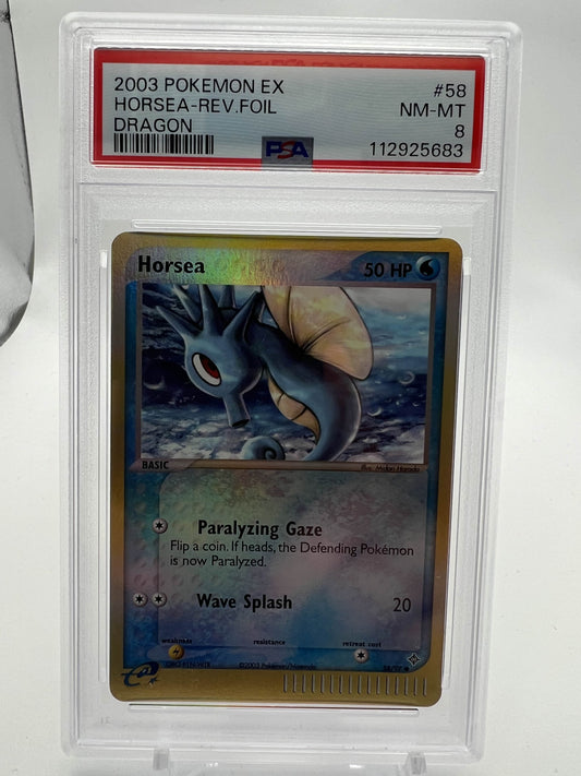 2003 POKEMON EX HORSEA-REV.FOIL DRAGON PSA 8