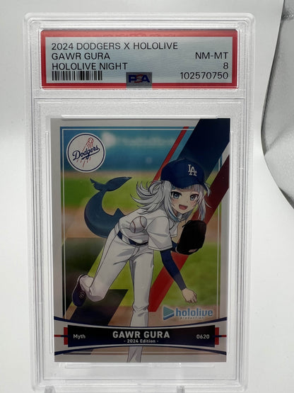 2024 DODGERS X HOLOLIVE GAWR GURA HOLOLIVE NIGHT PSA 8