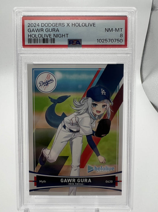 2024 DODGERS X HOLOLIVE GAWR GURA HOLOLIVE NIGHT PSA 8