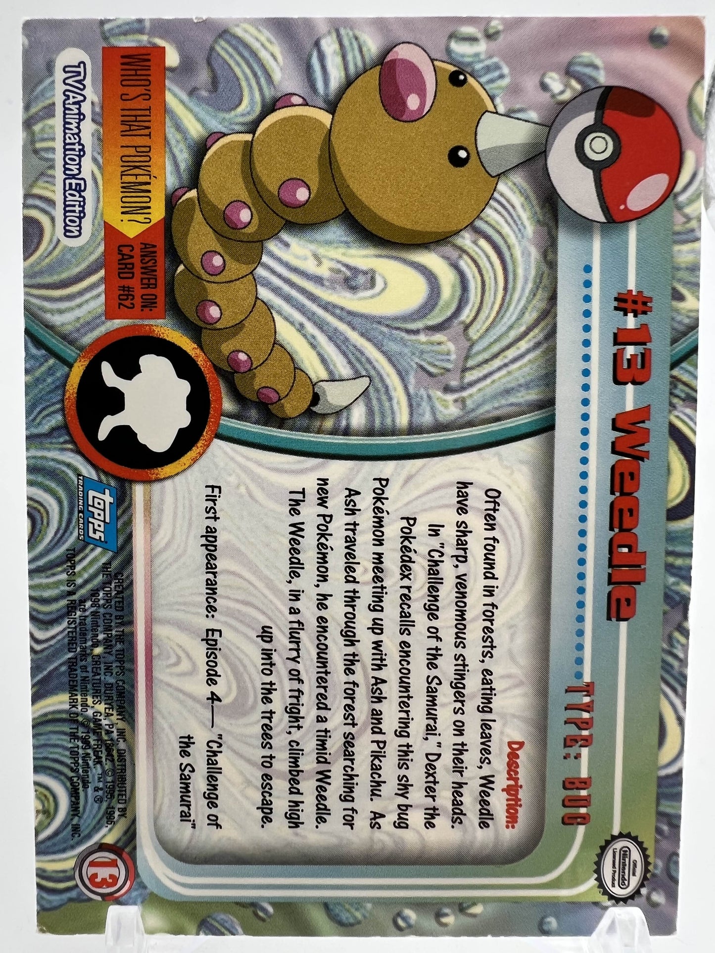 Weedle #13 Pokemon 1999 Topps TV