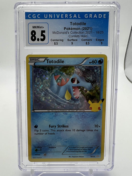 Pokemon 2021 Totodile McDonald's Collection '21 - Confetti Holo CGC 8.5