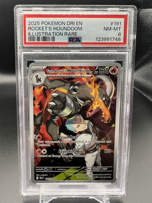 Pokemon 2025 Team Rocket's Houndoom DRI EN - Illustration Rare PSA 8