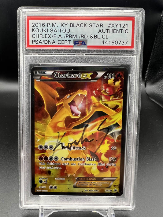 Pokemon 2016 Kouki Saitou Signed Charizard EX XY Black Star PSA Authenticated