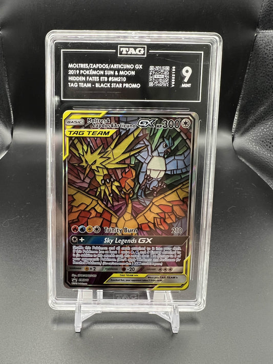 Pokemon 2019 Moltres/Zapdos/Articuno GX S&M Hidden Fates Tag Team Black Star Promo TAG 9
