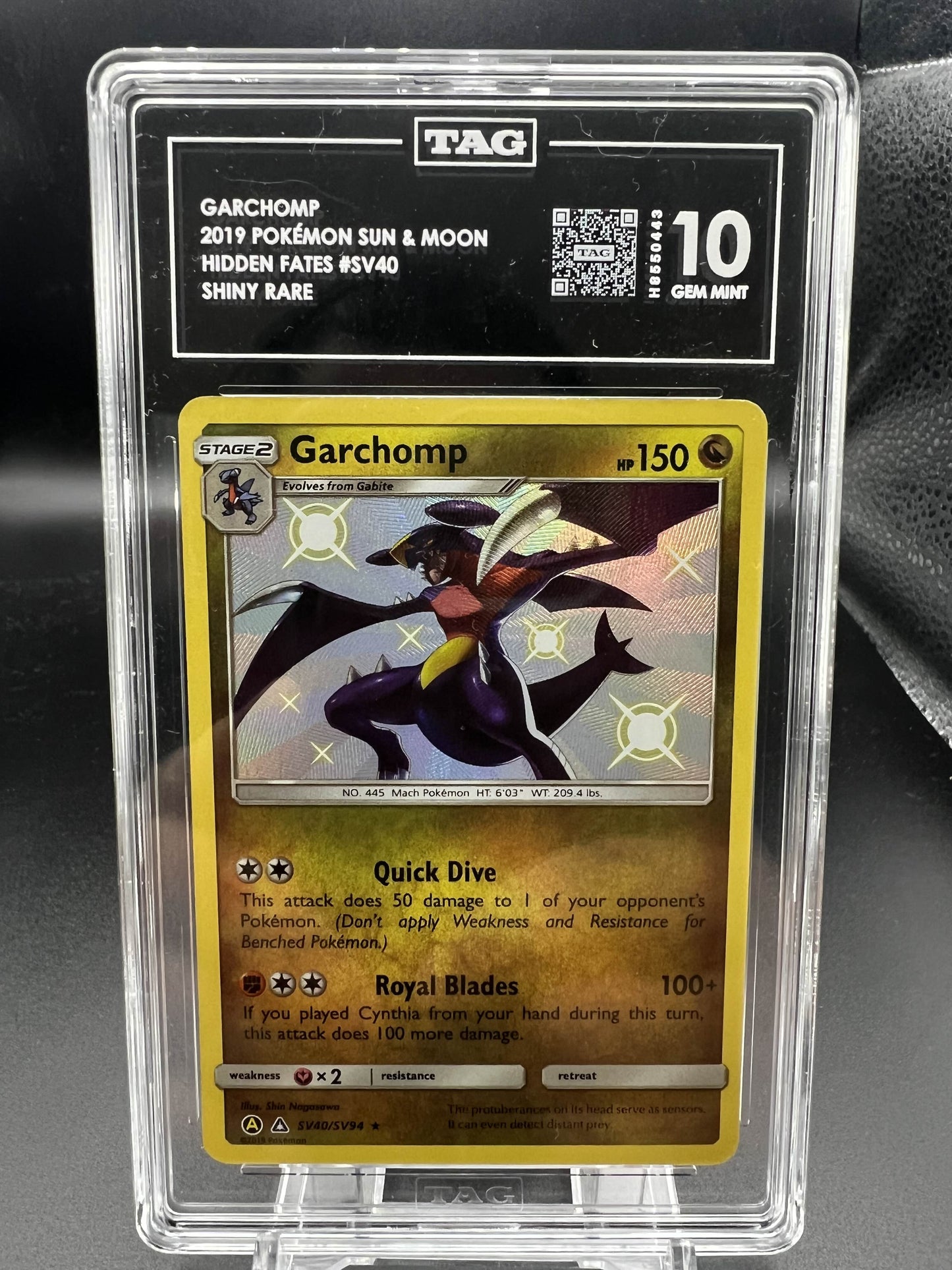Pokemon 2019 Garchomp Sun & Moon Hidden Fates - SR - TAG 10