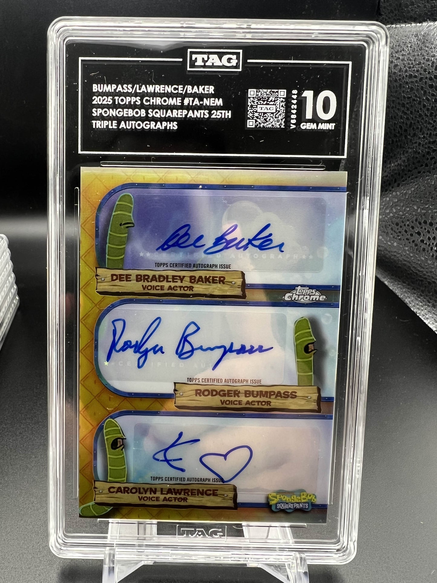 Topps Chrome 2025 Bumpass/Lawrence/Baker - Spongebob 25th - Triple Autographs - TAG 10
