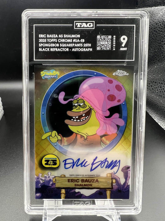 Topps Chrome 2025 Eric Bauza as Shalmon 10/10 - Spongebob 25th - BR Autograph - TAG 9