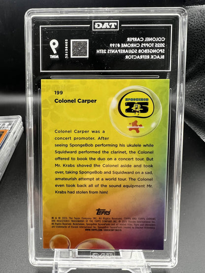 Topps Chrome 2025 Colonel Carper 10/10 - Spongebob 25th - Black Refractor - TAG 9