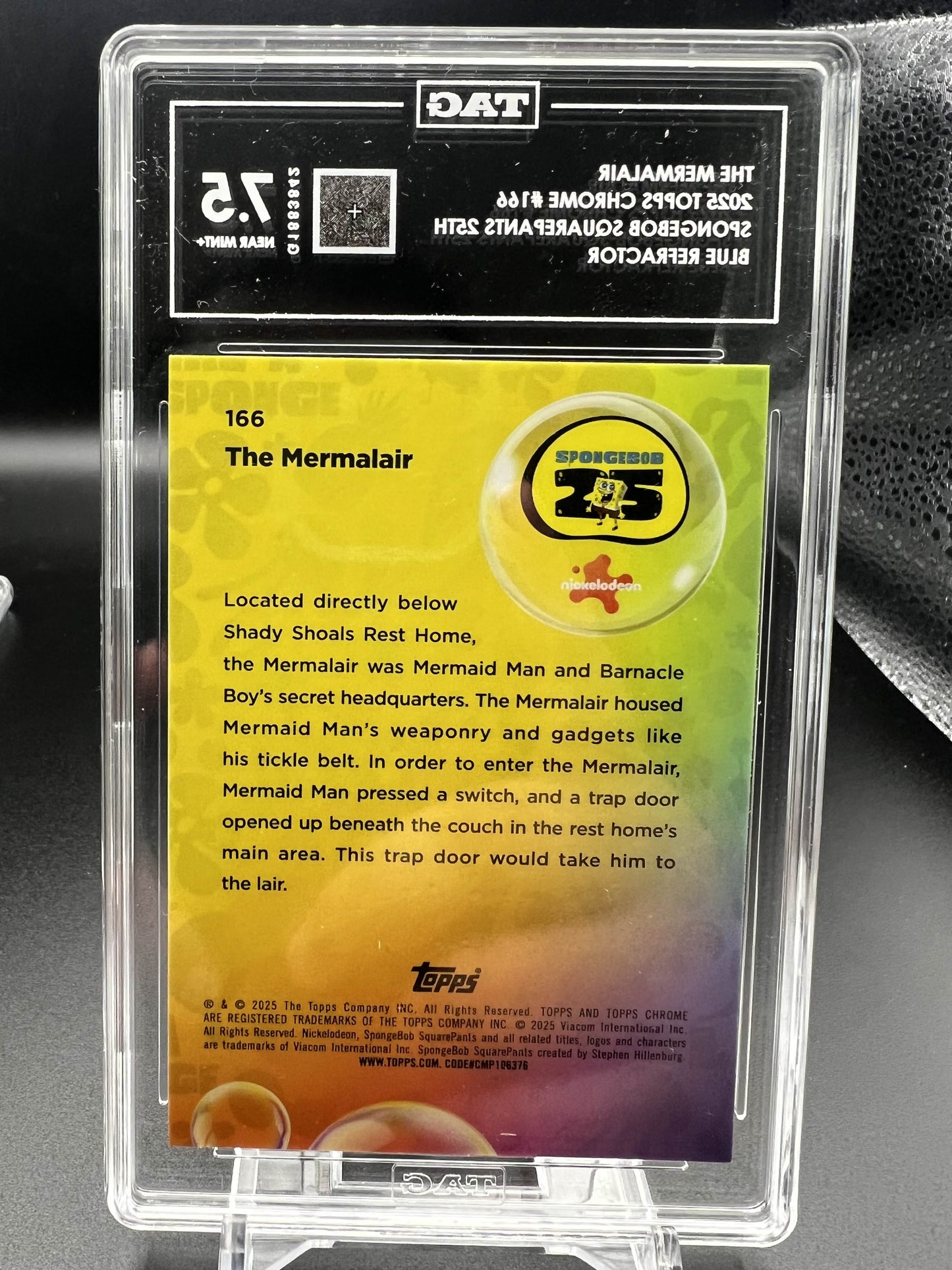 Topps Chrome 2025 The Mermalair 69/150 - Spongebob 25th - Blue Refractor - TAG 7.5