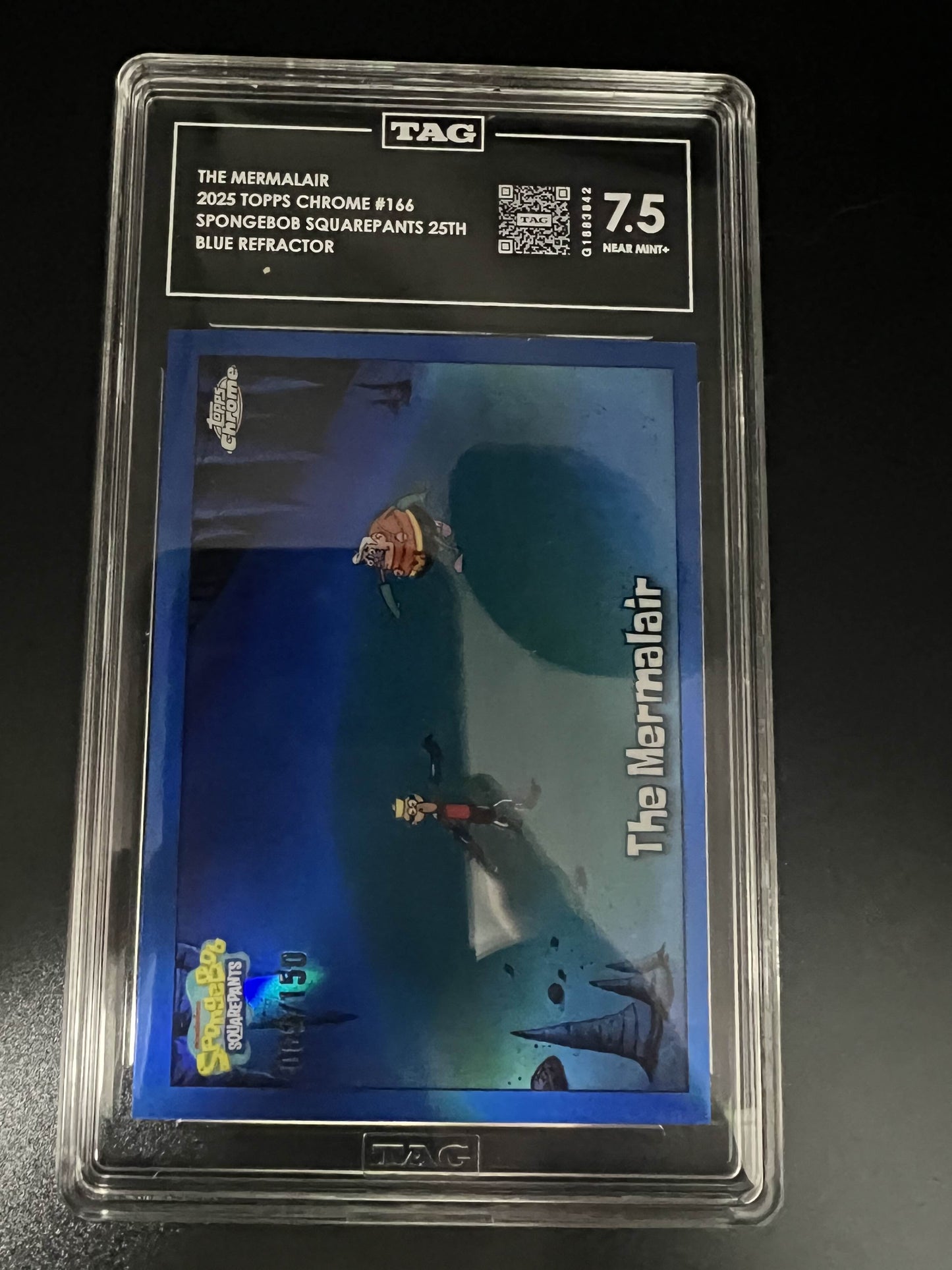 Topps Chrome 2025 The Mermalair 69/150 - Spongebob 25th - Blue Refractor - TAG 7.5