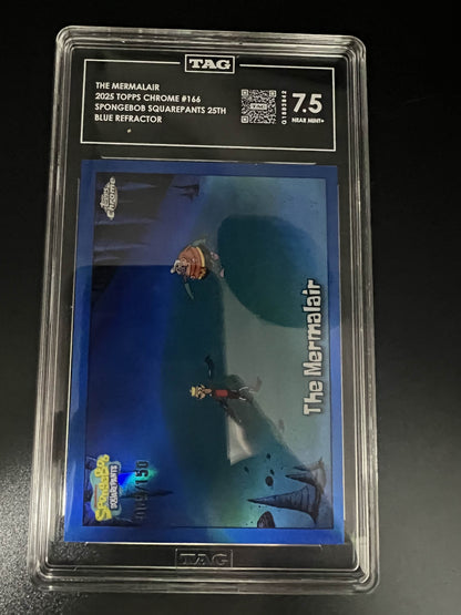 Topps Chrome 2025 The Mermalair 69/150 - Spongebob 25th - Blue Refractor - TAG 7.5