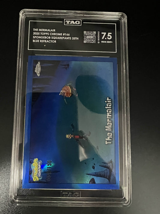 Topps Chrome 2025 The Mermalair 69/150 - Spongebob 25th - Blue Refractor - TAG 7.5