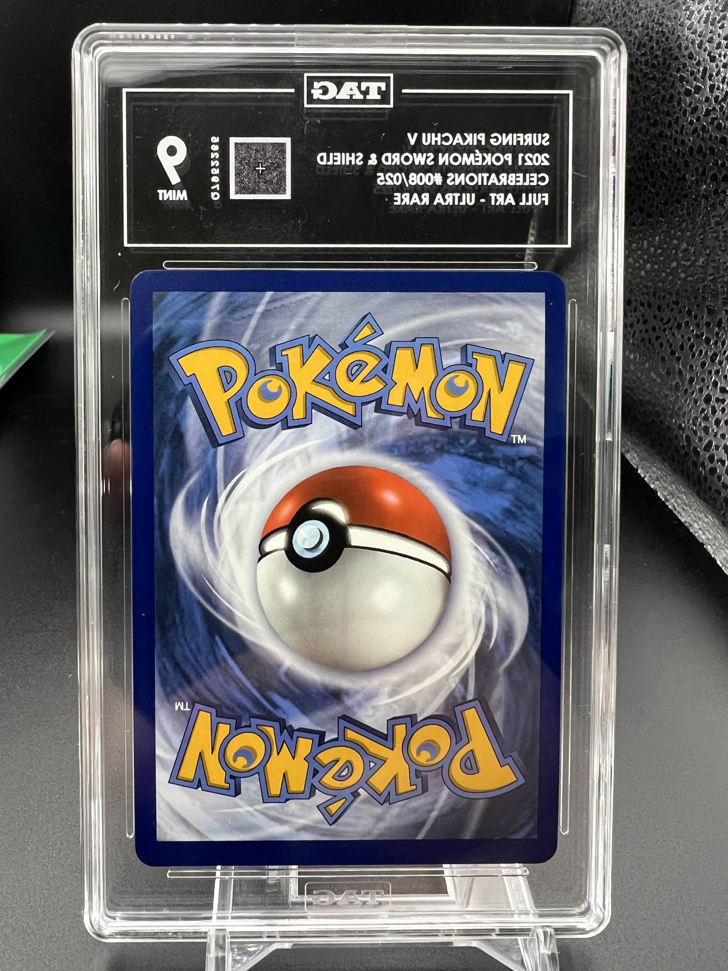 Pokemon 2021 Surfing Pikachu V - S&S Celebrations - Full Art Ultra Rare - TAG 9