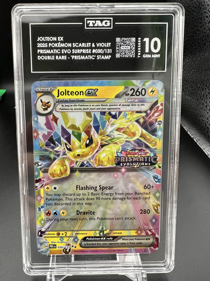 Pokemon 2025 Jolteon ex - Prismatic Evo. Surprise - Double Rare "Prismatic" Stamp TAG 10