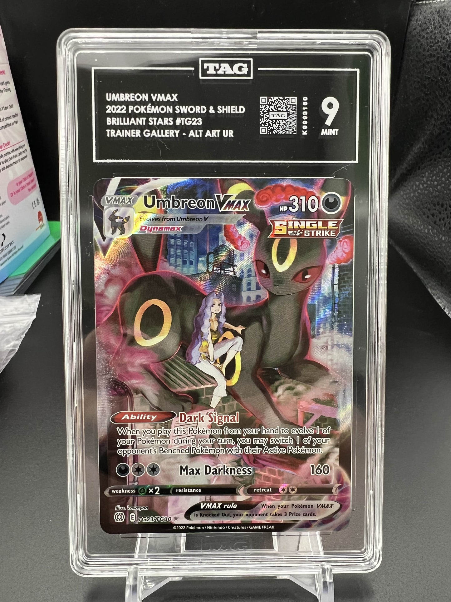 Pokemon 2022 Umbreon VMAX - Brilliant Stars - Trainer Gallery Alt Art UR - TAG 9