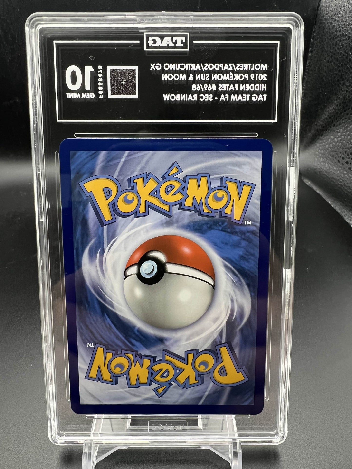 Pokemon 2019 Moltres/Zapdos/Articuno GX - Hidden Fates - Tag Team FA SEC Rainbow - TAG 10
