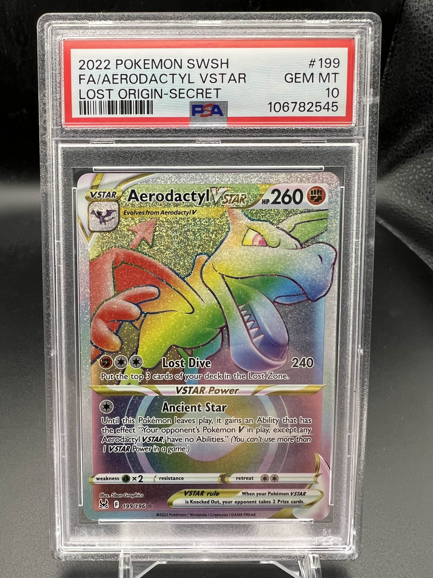 Pokemon 2022 Aerodactyl VSTAR FA - Lost Origin - Secret - PSA 10