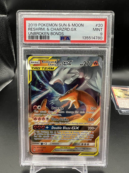 Pokemon 2019 Reshiram & Charizard GX - Unbroken Bonds - PSA 9