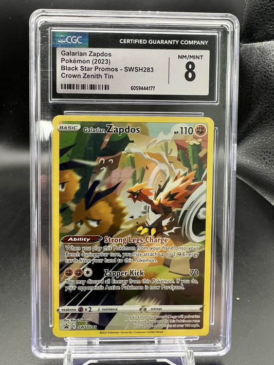 Pokemon 2023 Galarian Zapdos - Crown Zenith Tin - BSP - CGC 8