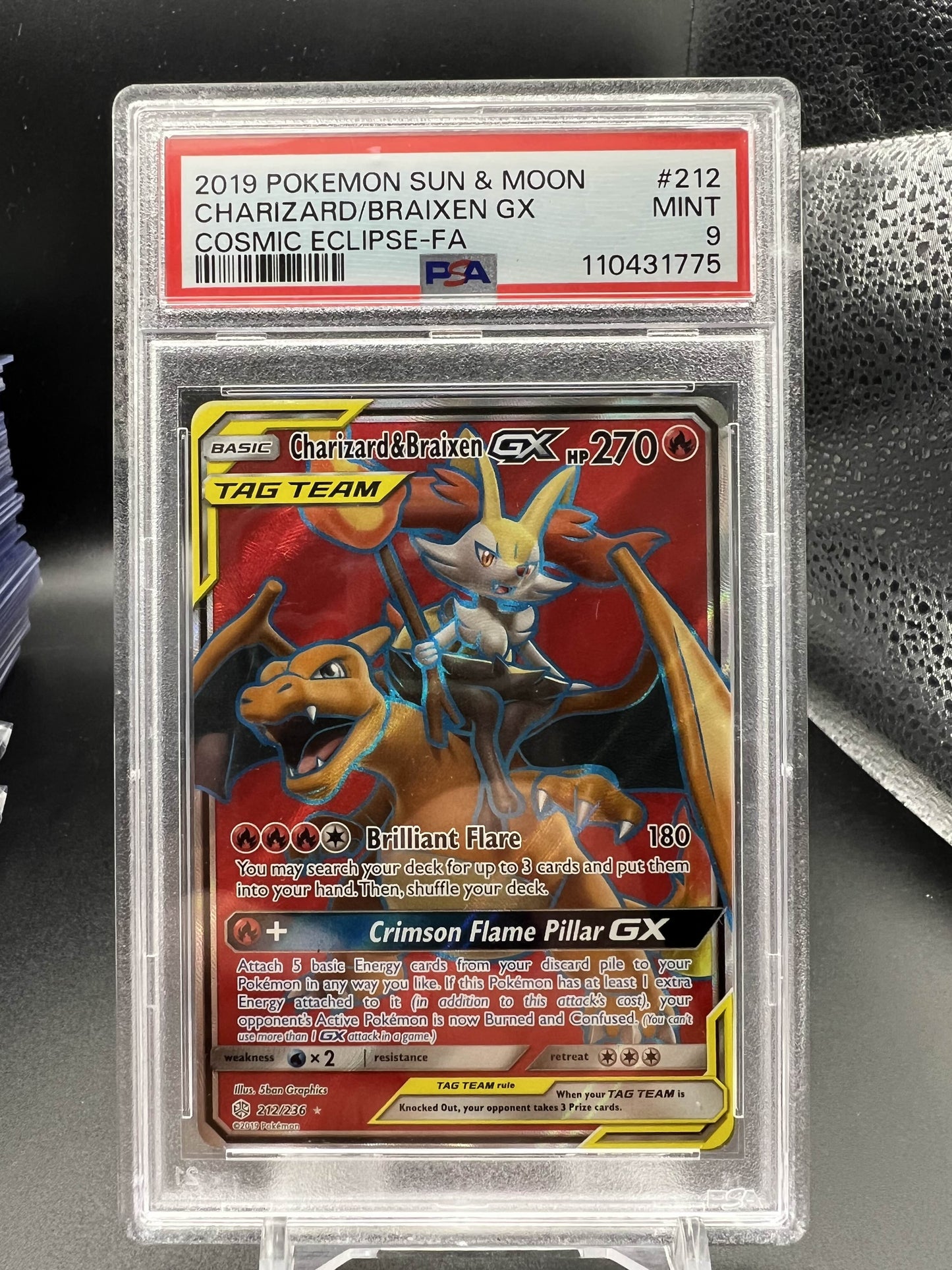 Pokemon 2019 Charizard & Braixen GX - Cosmic Eclipse - FA - PSA 9