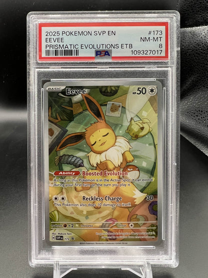 Pokemon 2025 Eevee - Prismatic Evolutions ETB Promo - PSA 8