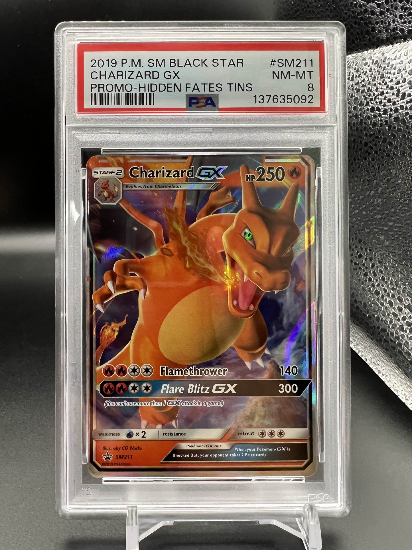Pokemon 2019 Charizard GX - Hidden Fates Tin Promo - BSP - PSA 8