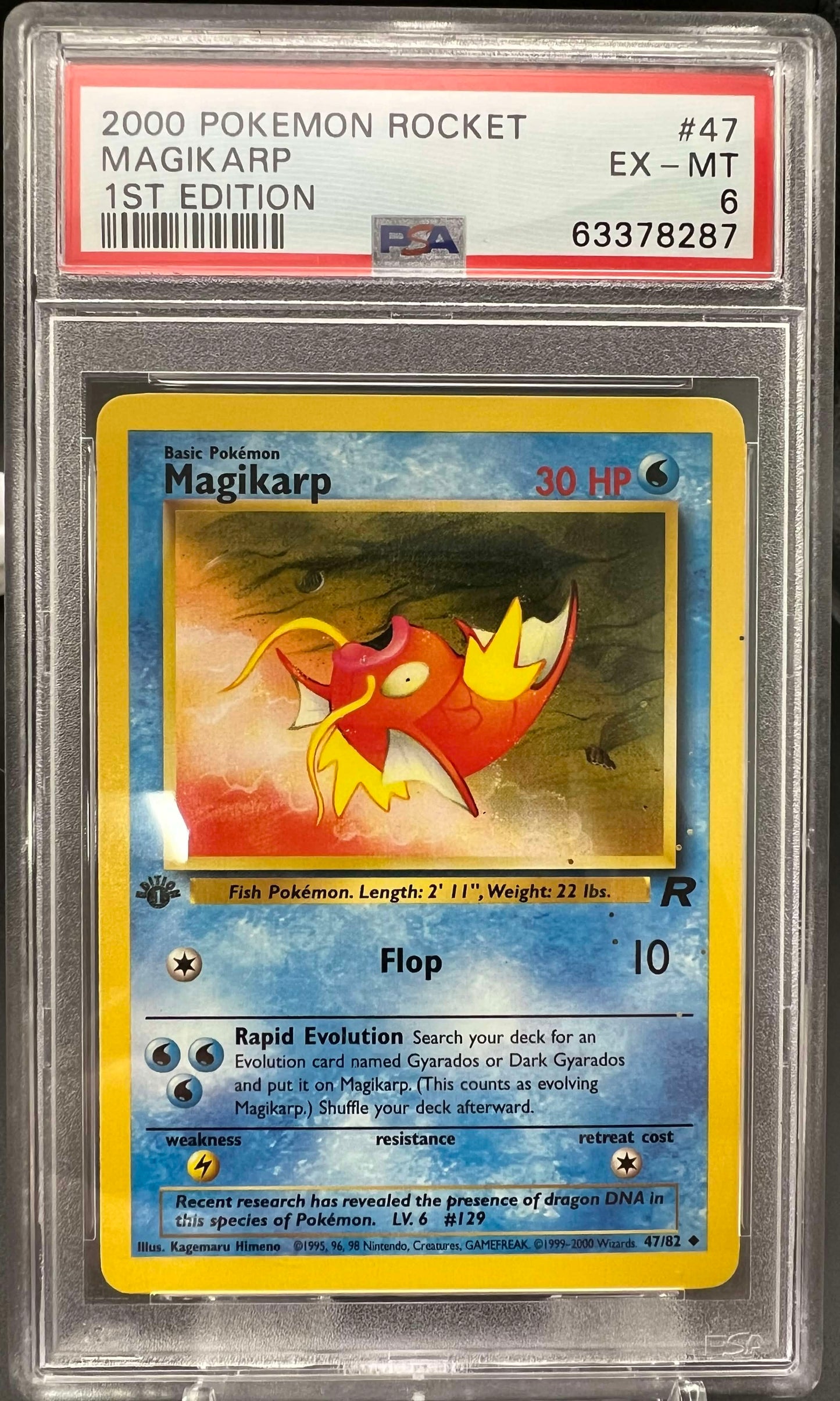Pokemon 2000 Magikarp - Team Rocket 1st Edition - PSA 6