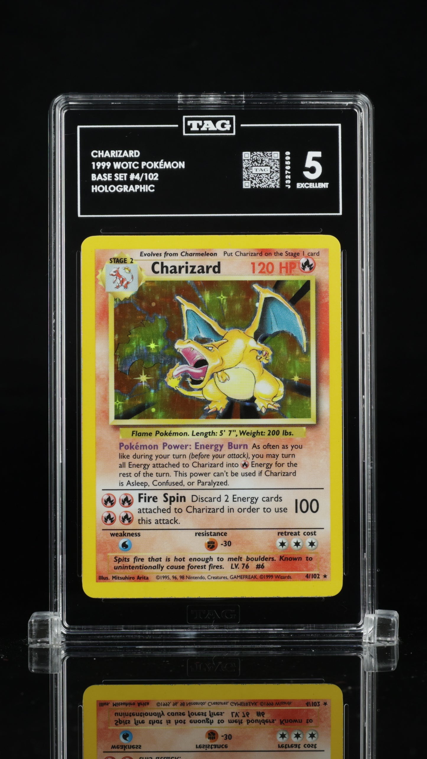 Pokemon 1999 Charizard - Base Set WotC - Holo - TAG 5