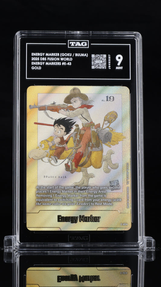 DBS Fusion World 2025 Goku/Bulma Energy Marker - Gold - TAG 9