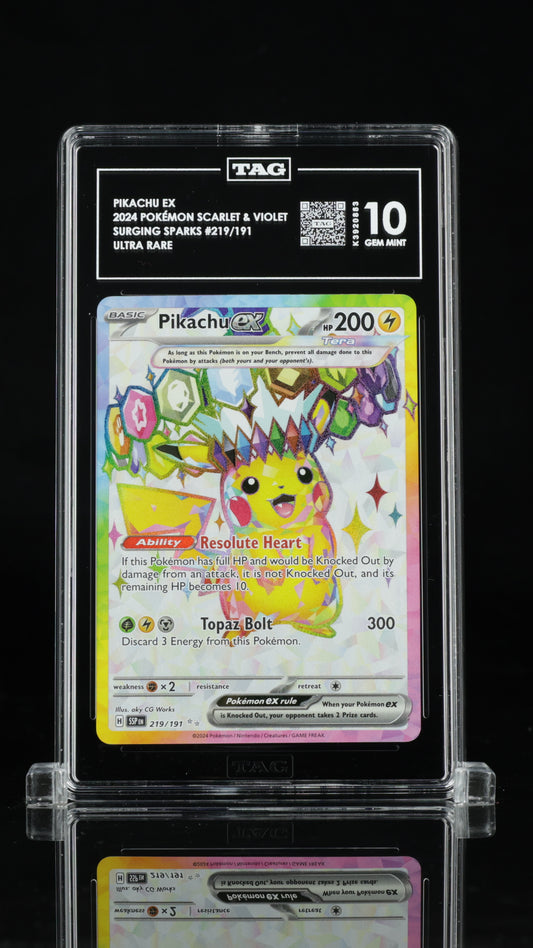 Pokemon 2024 Pikachu ex - Surging Sparks - Ultra Rare - TAG 10