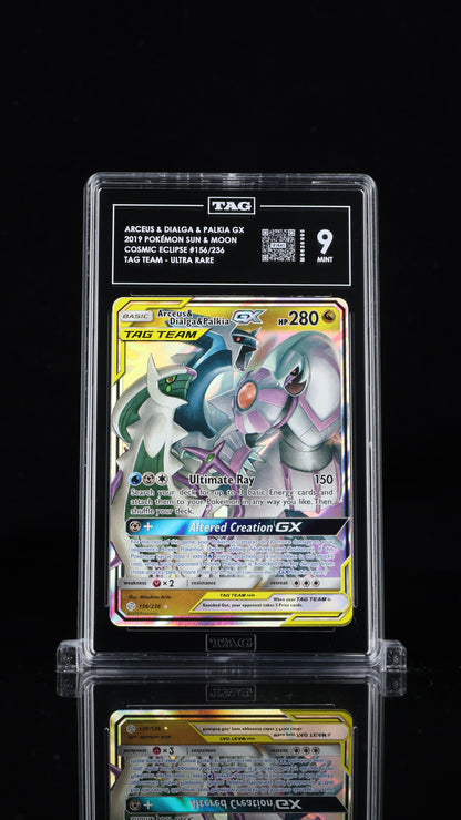 Pokemon 2019 Arceus & Dialga & Palkia GX 156/236 - Cosmic Eclipse - TAG 9