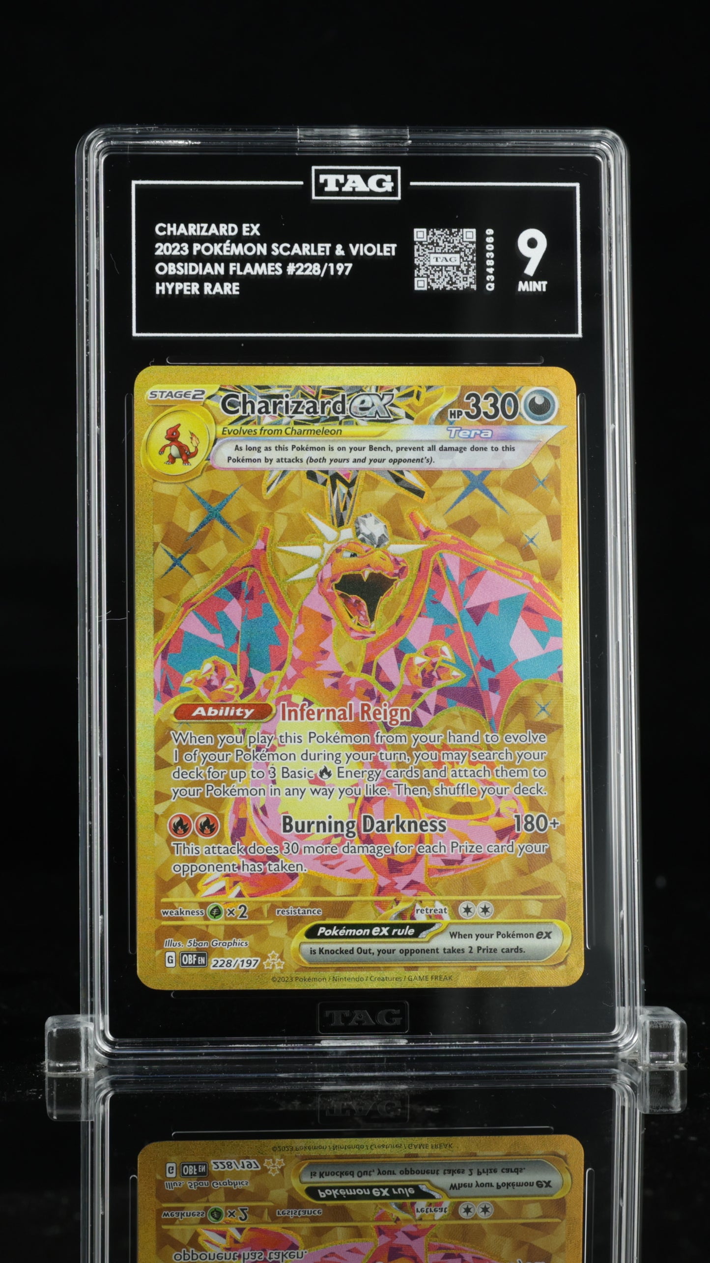 Pokemon 2023 Charizard ex - Obsidian Flames - Hyper Rare - TAG 9