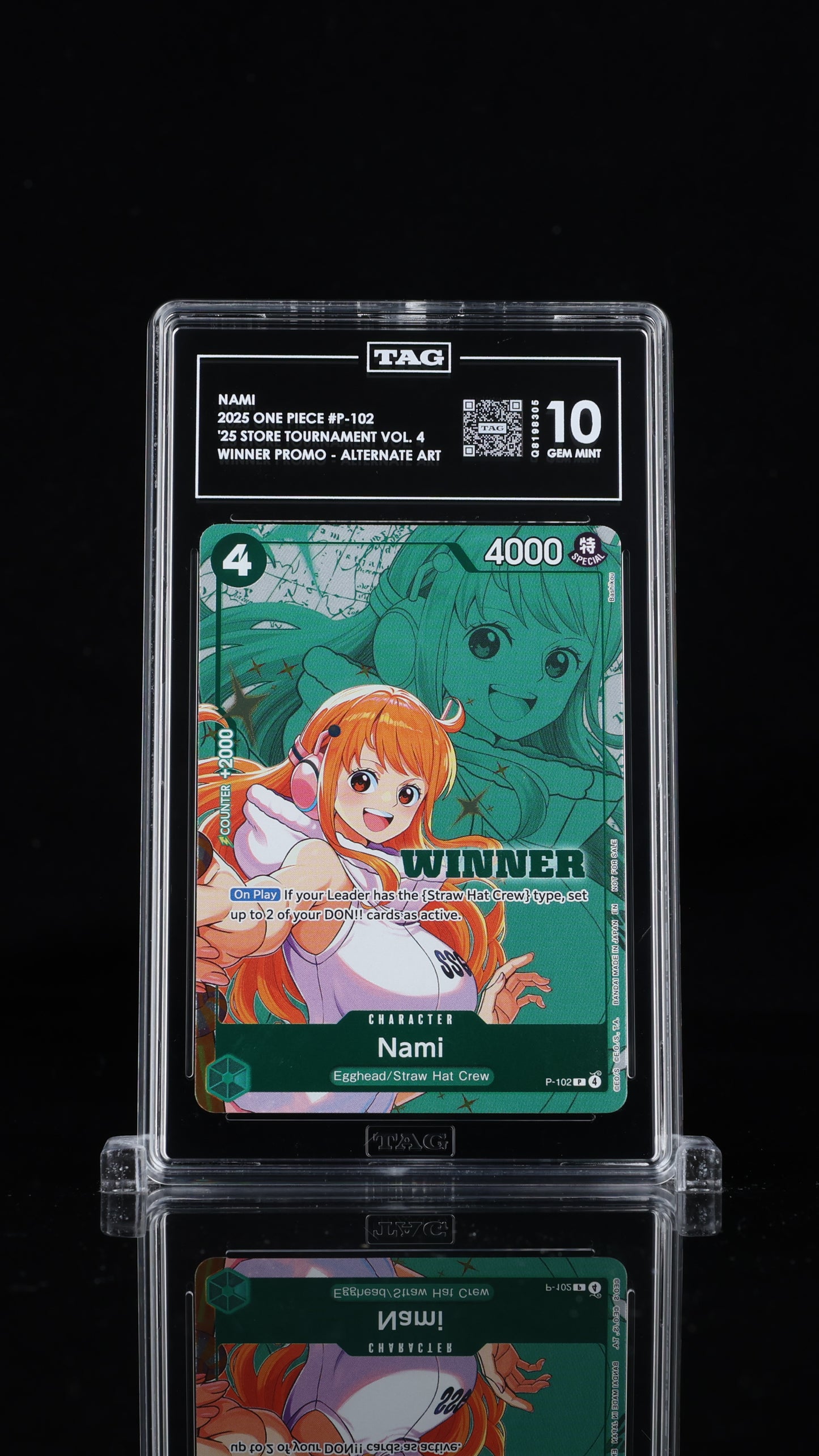One Piece 2025 Nami P-102 Winner Promo Alt Art EN - TAG 10