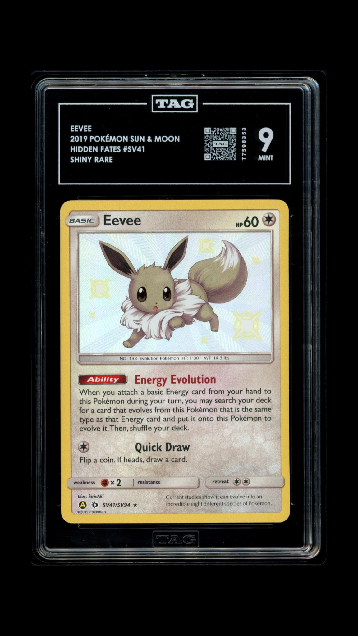 Pokemon 2019 Eevee SV41/SV94 - Hidden Fates Shiny Rare - TAG 9