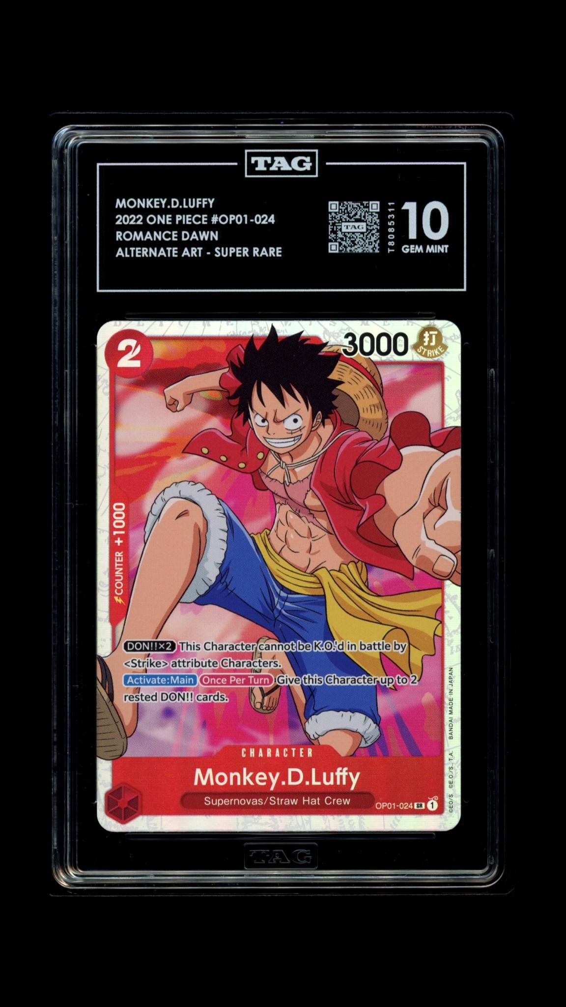 One Piece 2022 Monkey D Luffy OP01-024 SR Romance Dawn TAG 10 MISLABEL