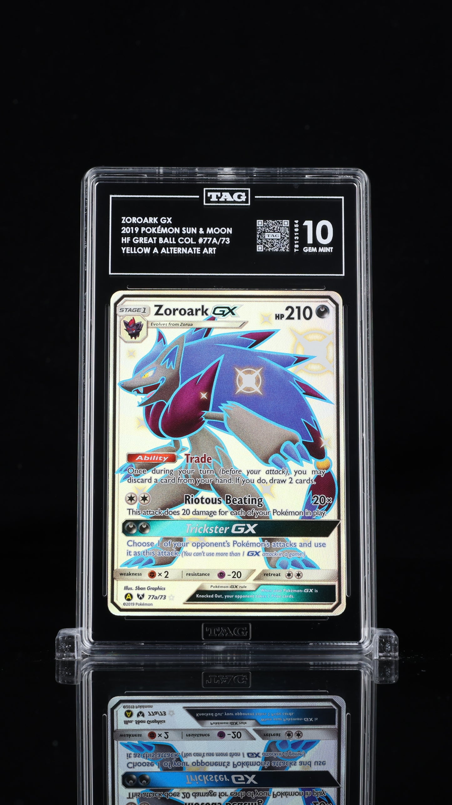 Pokemon 2019 Zoroark GX 77a/73 - HF Great Ball Coll. Yellow A Alt Art - TAG 10