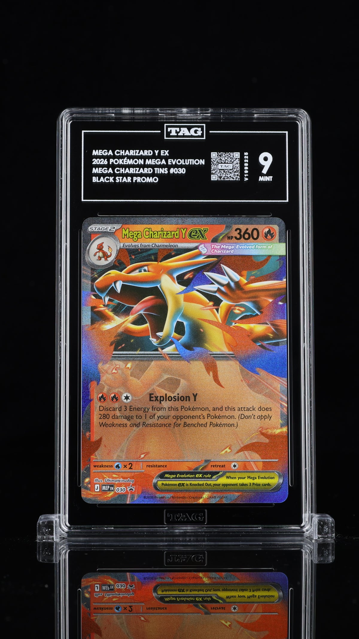 Pokemon 2026 Mega Charizard Y ex 030 MEP Tin Promo - TAG 9
