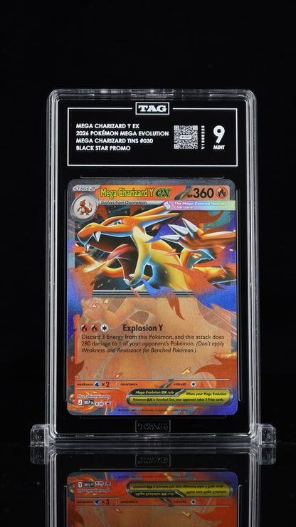 Pokemon 2026 Mega Charizard Y ex 030 MEP Tin Promo - TAG 9
